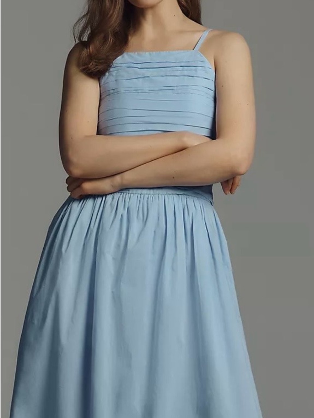 Anthropologie Light Blue Pleated Midi Dress